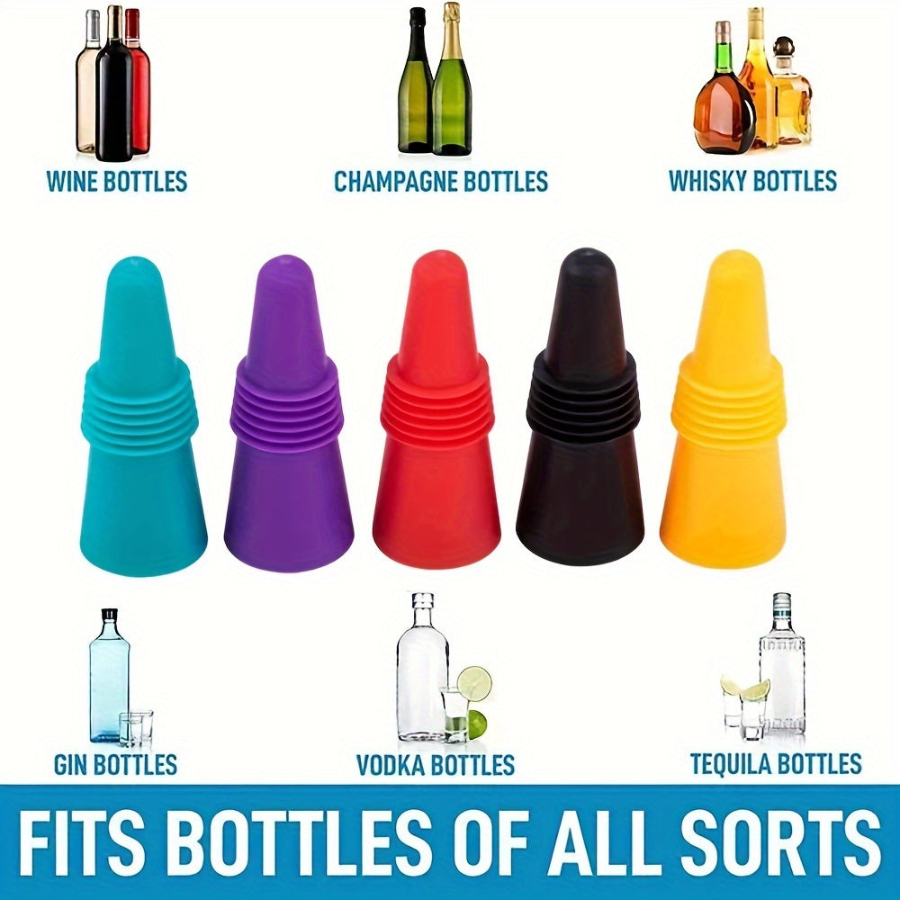 Silicone Bottle Caps Set: 10pcs Reusable Stoppers for Various Beverages – Perfect for Holidays and Special Occasions.