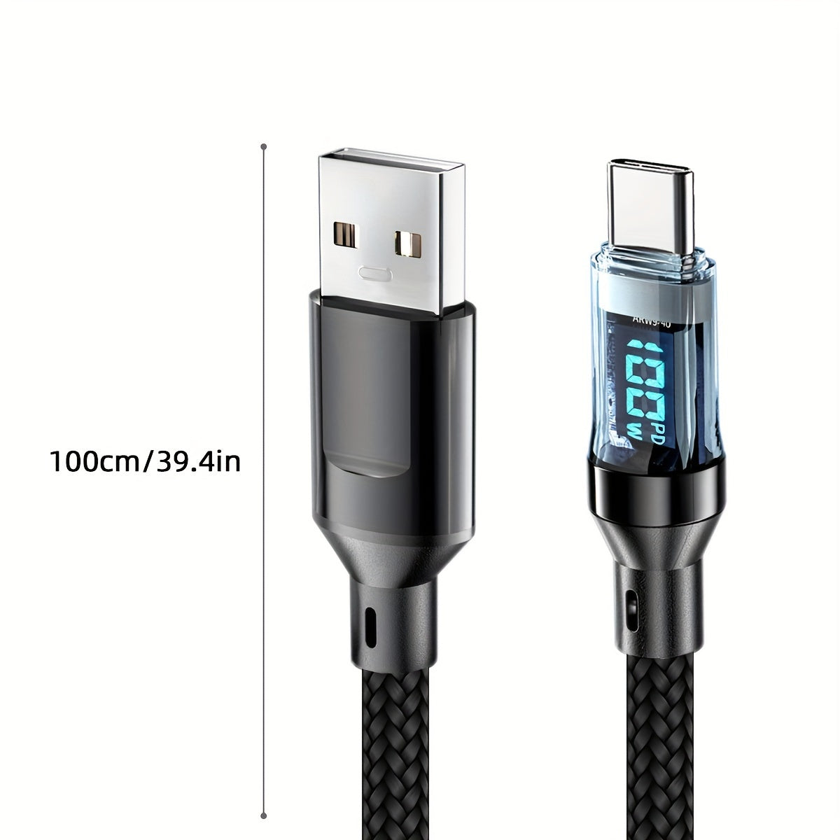 120W 6A Rapid USB Type C Charging Cable with LED Display for Fast and Safe Device Charging.