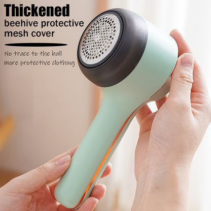 Mint Green Fabric Shaver & Lint Remover with Digital Power Display - 3-Speed USB Rechargeable Sweater Shaver, Type-C Charging, includes Cleaning Brush & Fork, Ideal for Clothes, Blankets