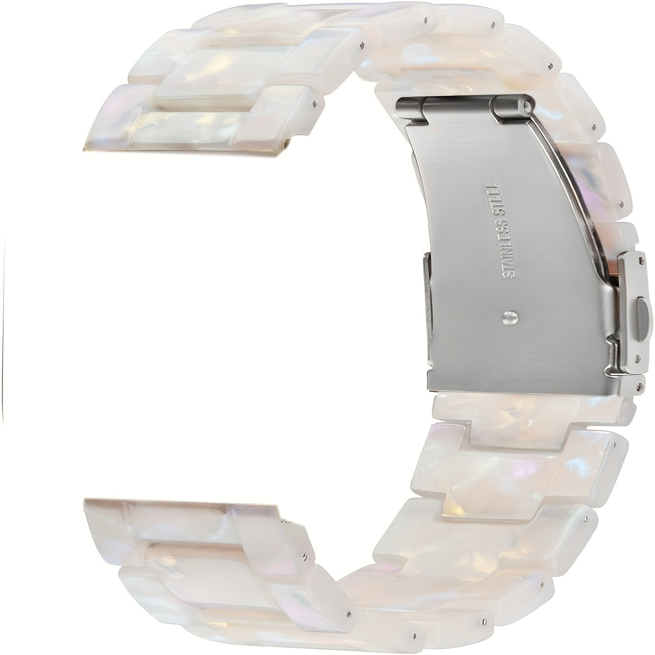 Chic Ivory White Resin Band for iWatch - Fits 38mm to 49mm Sizes, Compatible with Ultra & Series Models - Sleek, Comfortable Design with Butterfly Clasp, Lightweight and Gentle on Skin