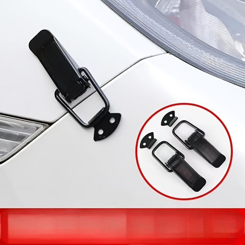 2 car bumper clips, carbon fiber pattern lock fixed pull buckle safety hook clips for car and truck bumpers.