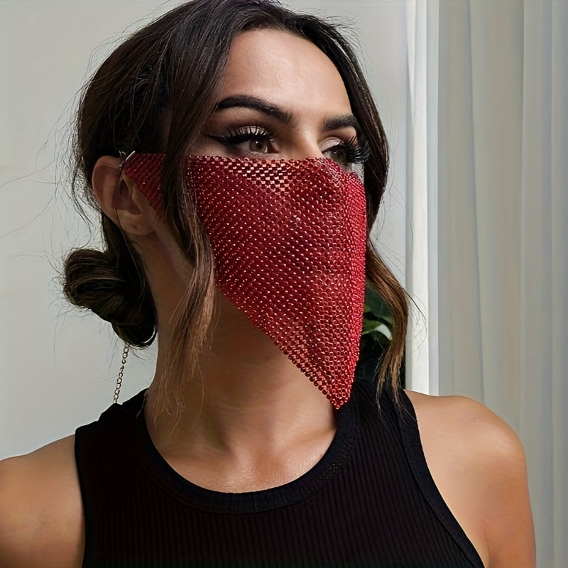 Stylish face mask adorned with dazzling gold embellishments, a bestseller on Amazon across Europe, America, and Asia, ideal for enhancing your on-stage look.