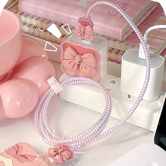 Protect your charging cable with a cute butterfly bow TPU cover to prevent breakage and tangles for mobile devices.