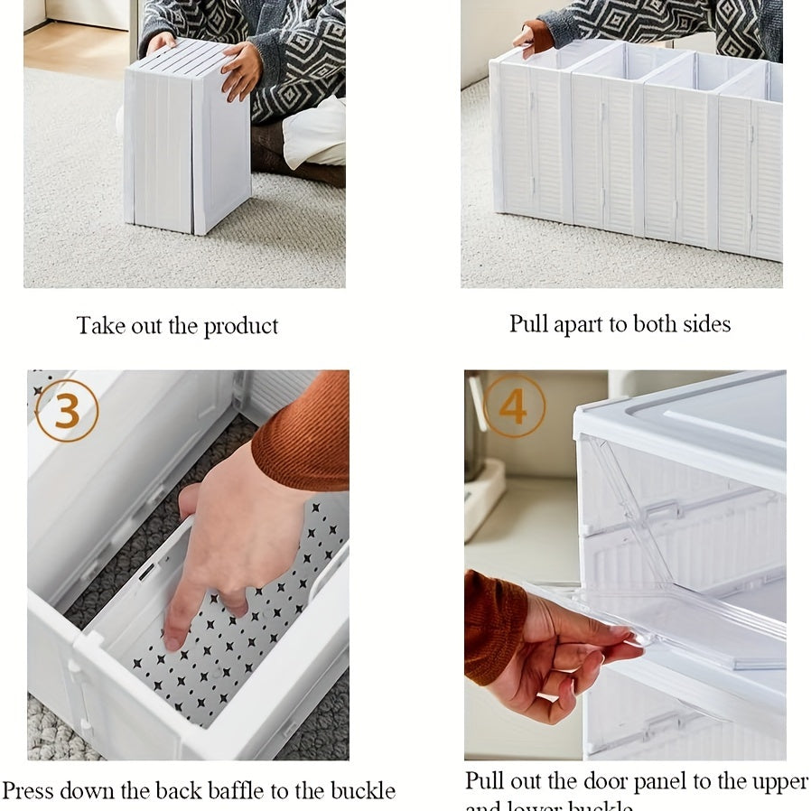 6-Tier stackable shoe storage box set with easy-access drop front, waterproof clear plastic bins. No assembly required, perfect for closet & entryway.