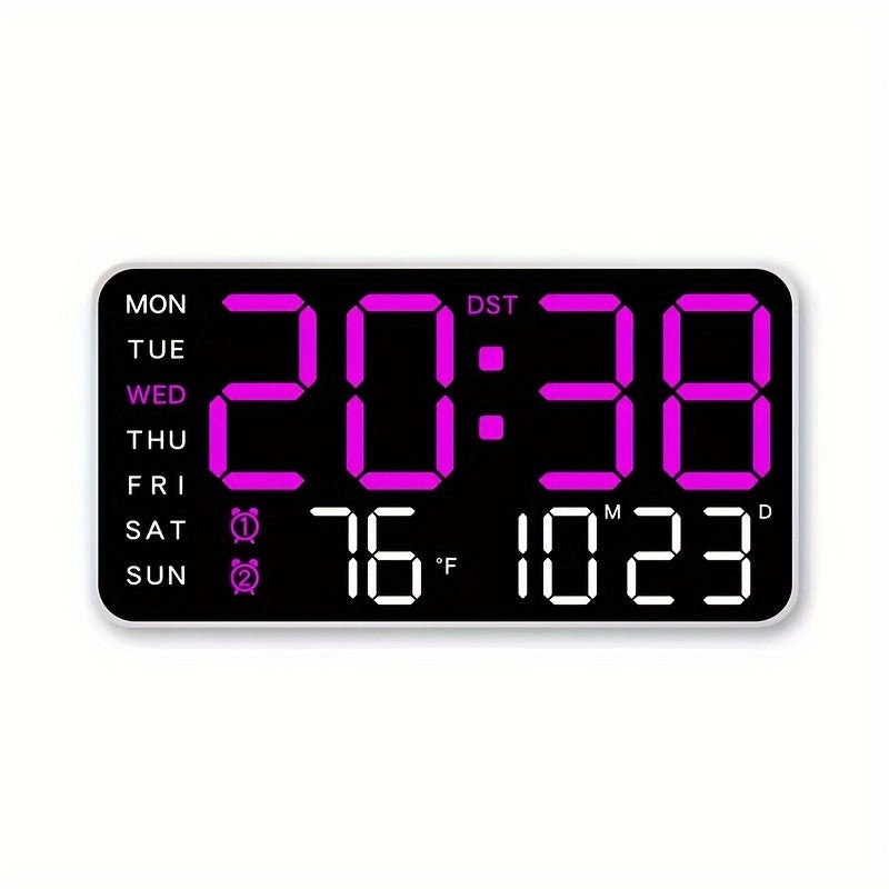 Voice-Activated Wall Clock with Temperature, Date, Time, Alarms, and Snooze - Sleek Design, Battery-Powered - Ideal for Bedroom.