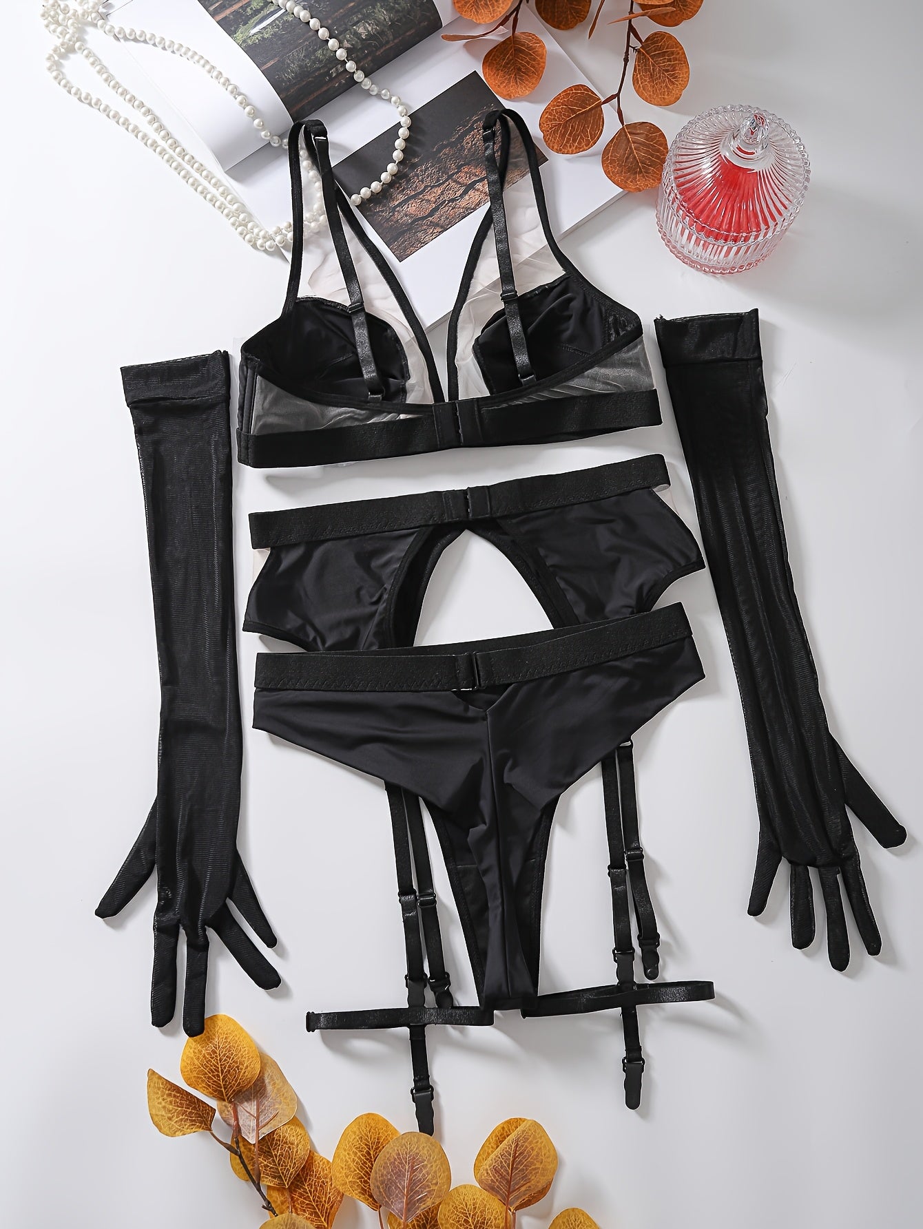 Premium 2024 Hot Selling Mesh Patchwork Sexy Gloves Set