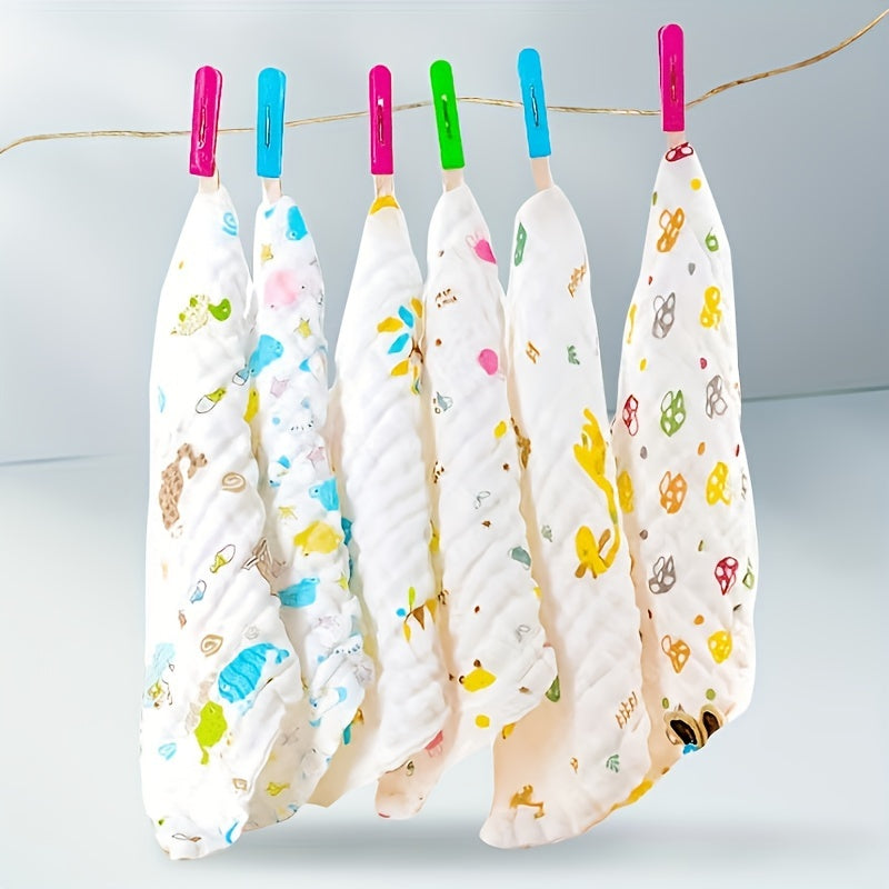 Soft and absorbent kids washcloths set of 5 featuring cute printed square towels. These towels are lightweight and gentle on the skin, perfect for youngsters.