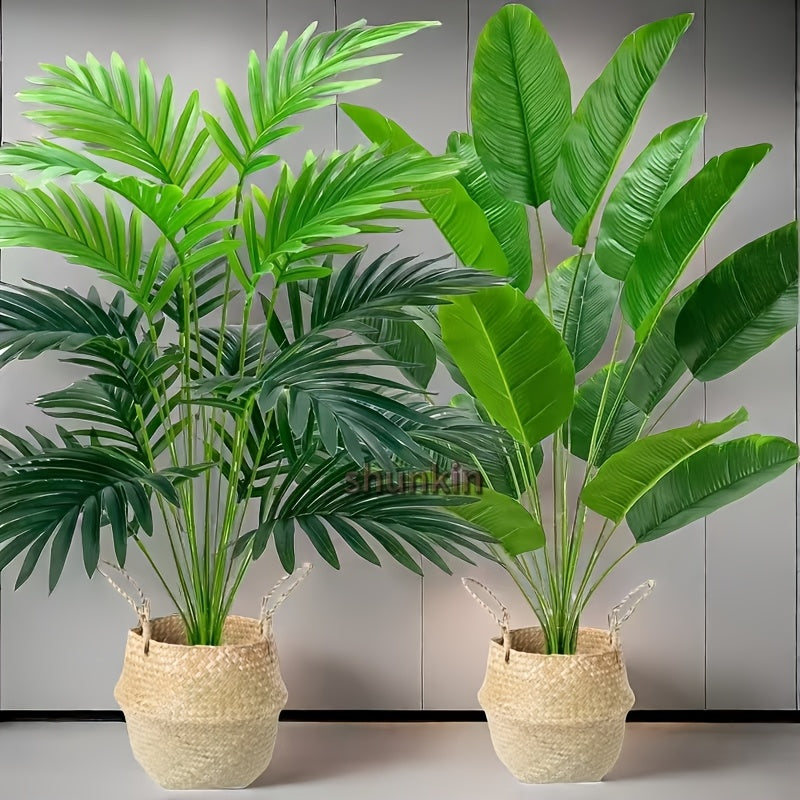 Two premium artificial palm plants, 81.84cm tall with 36 large leaves. UV resistant for home and office decor, indoor/outdoor use. Ideal for weddings and holidays. High-end quality