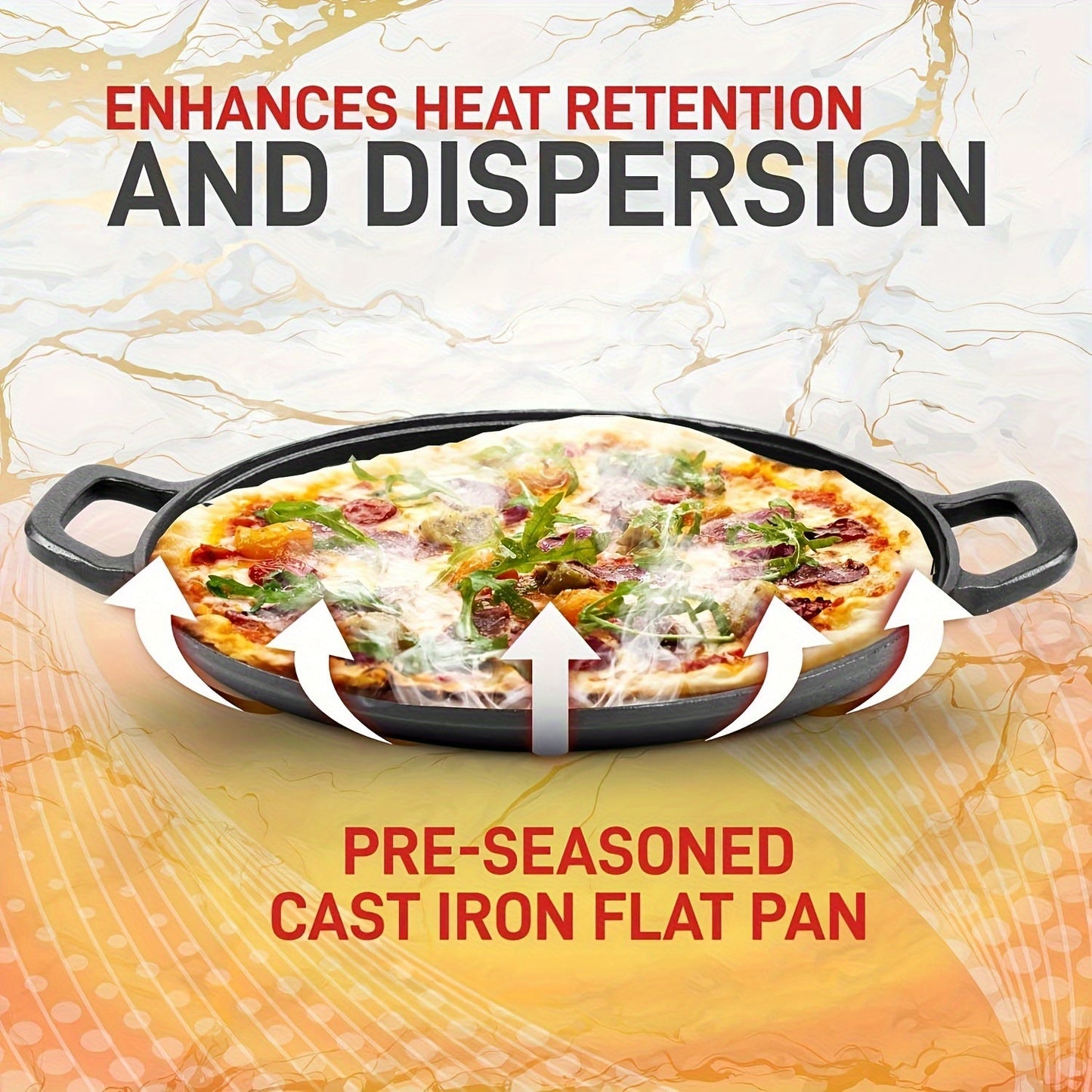 This Cast Iron Pizza Pan is a versatile piece of kitchen cookware that is perfect for cooking, baking, and grilling. It is durable, long-lasting, and provides even heating for all your culinary creations.