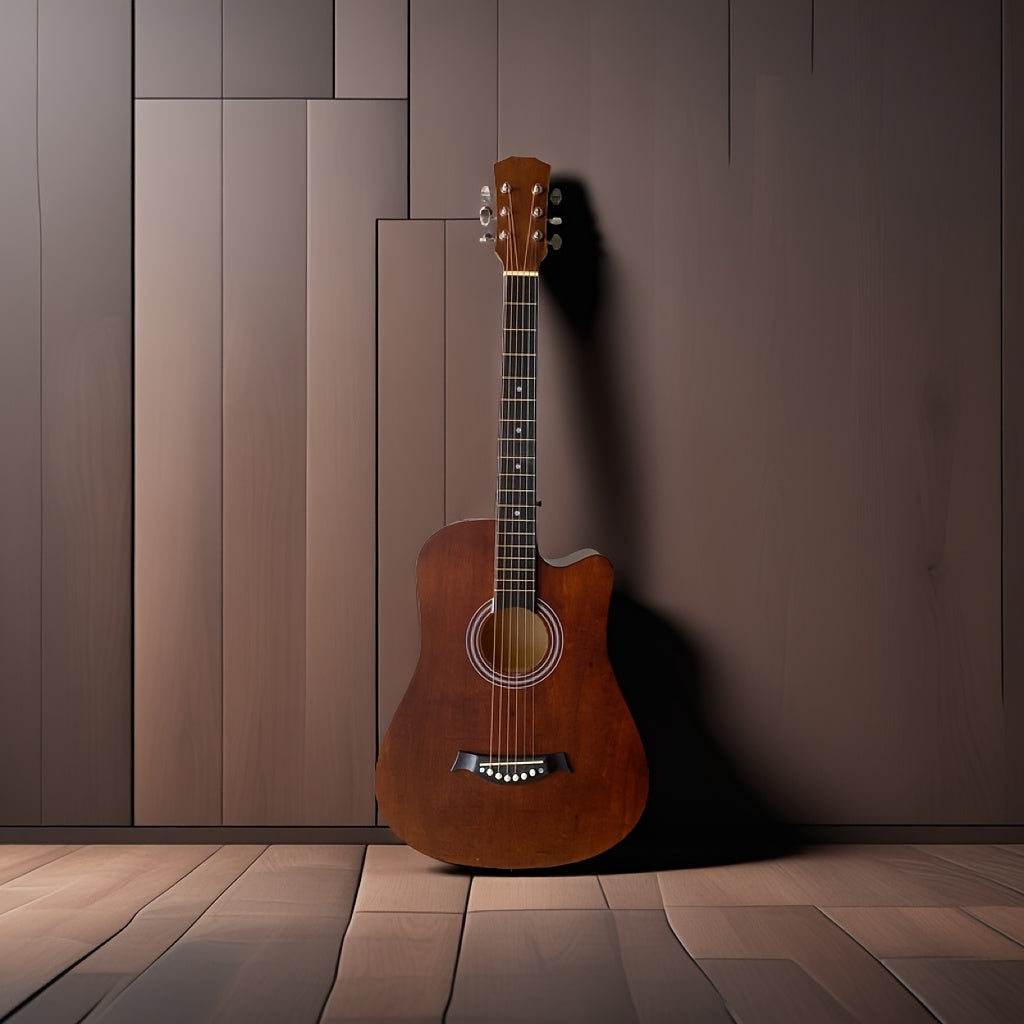 A 38-Inch Wooden Folk Guitar for Practice.