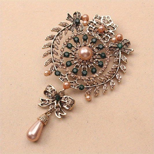 Zarif Rhinestone Brooch Pin - Barokko Qush dizayni bilan, notekis shaklda, Emal materialidan tayyorlangan, noyob bo'sh gullar mavzusi, retro Xitoy uslubidagi palto aksessuari