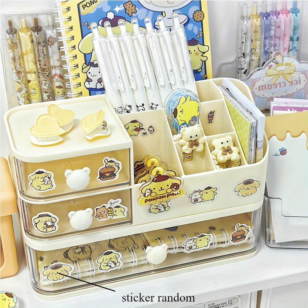 Sanrio desk tidy with partitioned storage box for students and dormitory use.