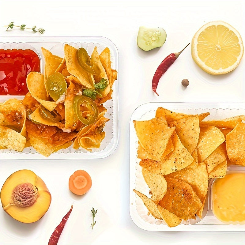 32-Pack of 12oz Disposable Plastic Nacho Trays - Ideal for Cheese Dips, Movie Nights, and Carnival Parties