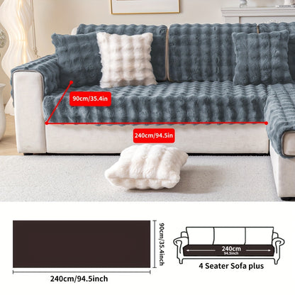 1pc Thick Plush Sofa Cover - Imitation Rabbit Material, Perfect for Winter, Protects Furniture in Bedroom, Office, Living Room.