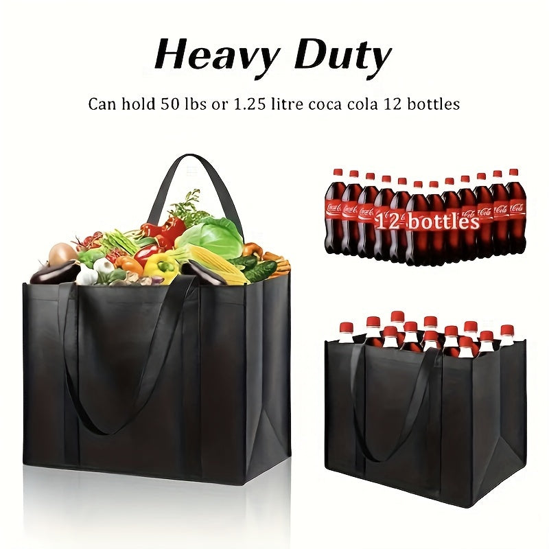 Durable Eco-Friendly Reusable Shopping Bag - Square Tote made of Leak-Proof Polypropylene with Sling, Stands Upright, Folds Easily, Machine Washable, Ideal for Grocery Shopping & Produce, Features Long Handles and Holds Over 45 Pounds.