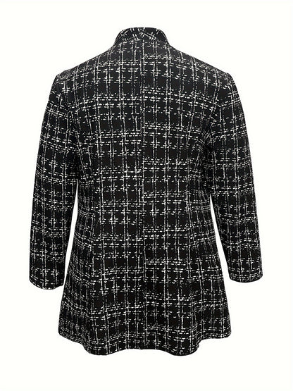 Elegant long sleeve outerwear plus size button front coat for women.