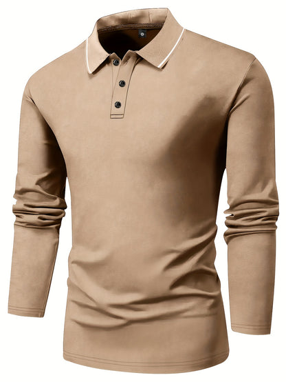 Men's casual long sleeve lapel shirt, breathable and comfortable for fall/winter in 400g fabric.