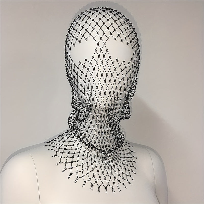 Sparkling Crystal Mesh Mask for Women - Glamorous Nightclub Headwear and Body Jewelry Accessories for Parties