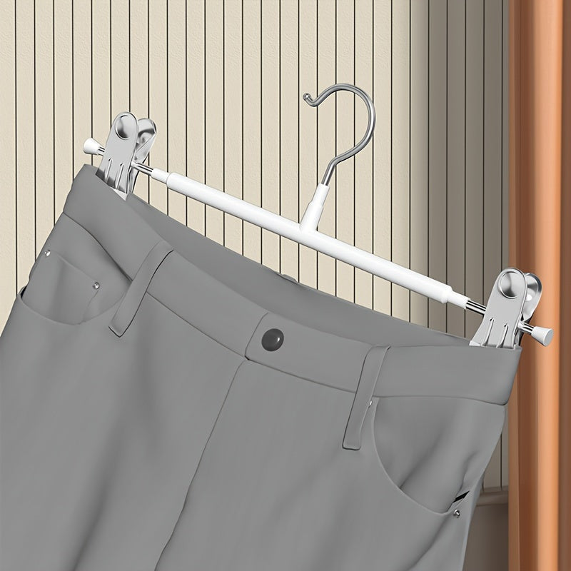 Adjustable Metal Pants Hangers - Set of 10, Non-Slip, Space-Saving Closet Organizer for Skirts, Underwear, and More