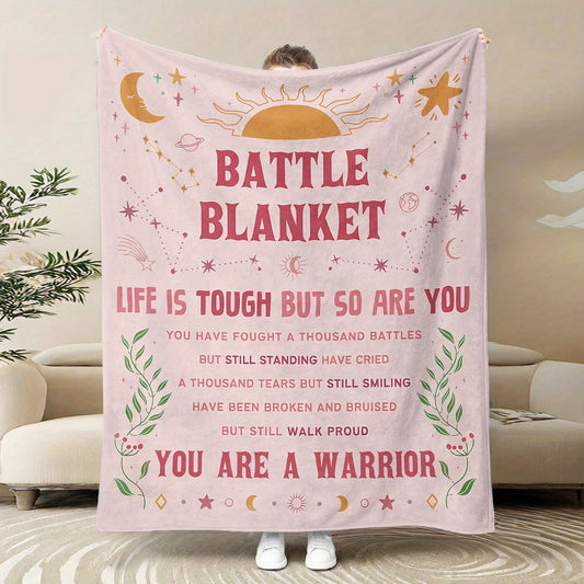 Women's Inspirational Cancer Care Blanket - Cozy Flannel Throw with Uplifting Quotes, Ideal for Those Going Through Chemo or Fighting Cancer - A Thoughtful Gift for Healing and Comfort, Perfect for Home, Office, or Outdoor Use