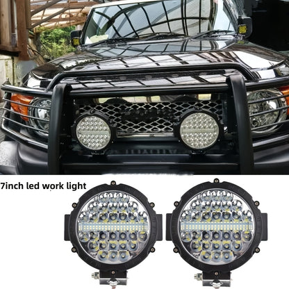 7-Inch Round LED Work Lights for Off-Road Vehicles - 12V-24V, Red & Black Housing, Bright White Light, Ideal for Trucks, Tractors, SUVs, ATVs, UTVs, Boats, Utility Vehicles | Bold Lighting