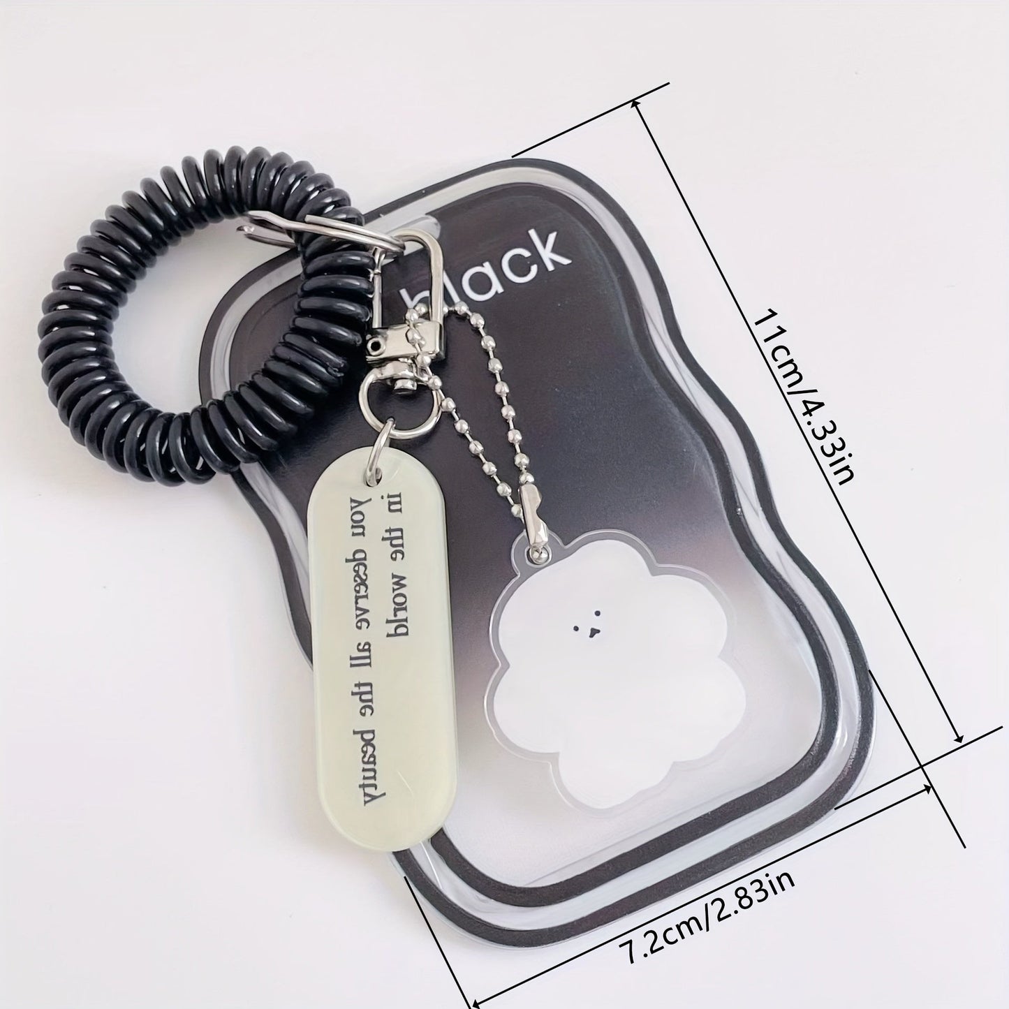 Transparent keychain in wave shape with photo clip, ideal for men. This cute campus card holder not only provides fashionable protection for your card but also allows for easy display.