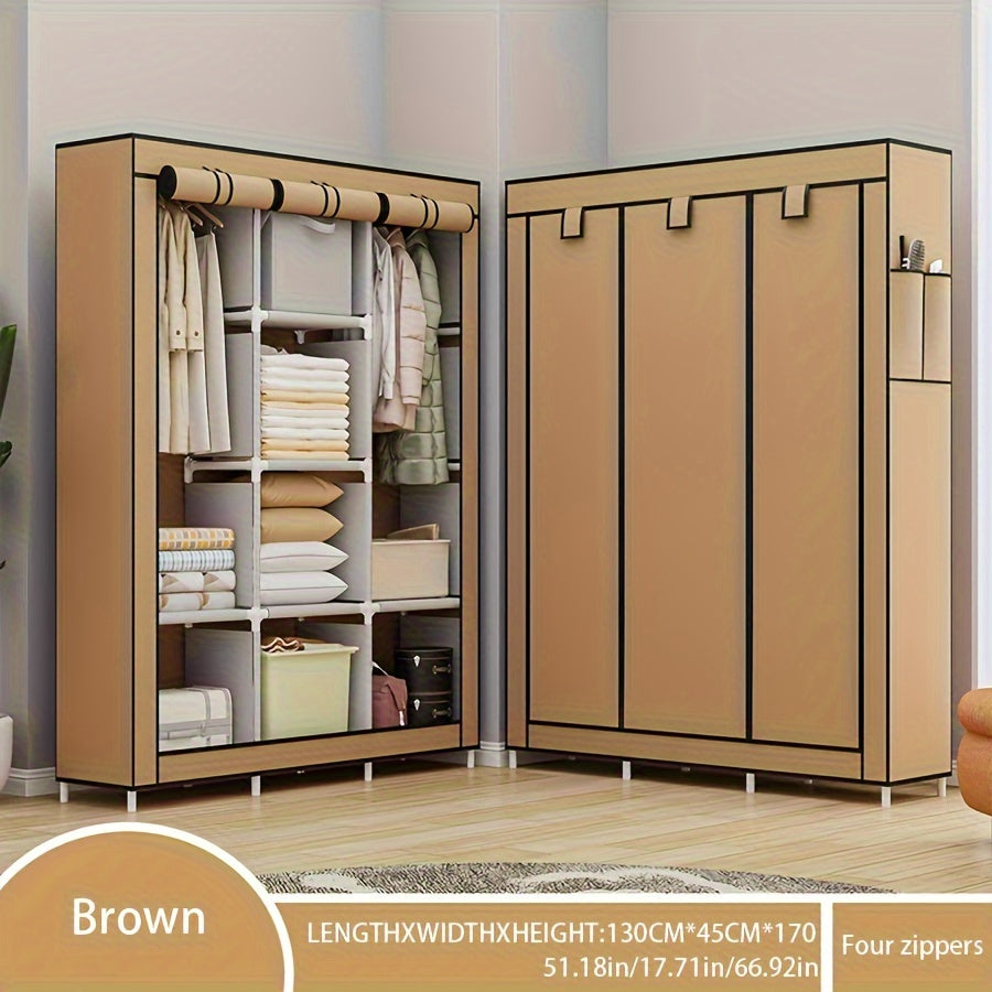 Wardrobe with Adjustable Shelves - Modern Design, Easy Assembly, Multi-Purpose Storage Solution for Bedroom & Home, 129.54cm Wide x 170.18cm Tall