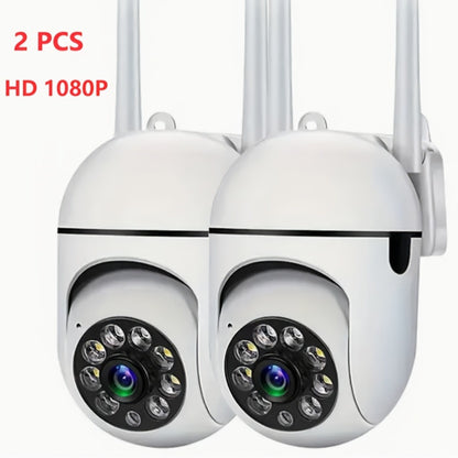 1080P HD wireless security camera set with color night vision, spotlight, siren, 2-way audio, motion tracking, and Amazon Alexa compatibility. Designed for home and outdoor surveillance