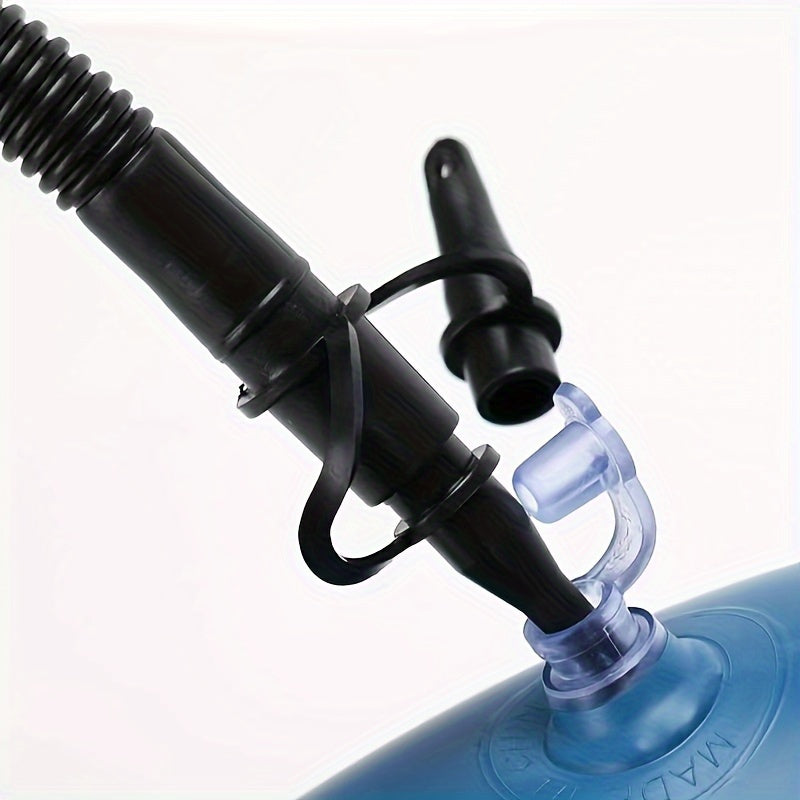 Black Portable Manual Air Pump with 3 Adapter Sizes - Perfect for Inflating Beds, Pool Toys, Balloons, and Boats