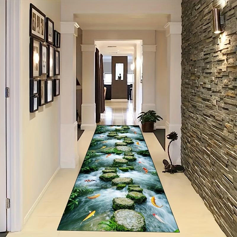 Durable and Easy-Clean Washable Runner Rugs for Corridors, Anti-Slip Kitchen Rugs, Non-Slip Door Mat Suitable for Home Entrances. Soft Crystal Pile Hallway Rugs for Dining and Living Rooms.