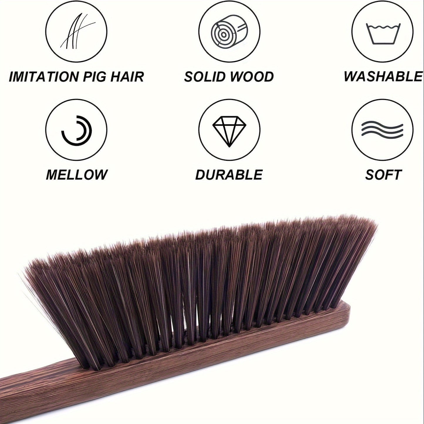 One-piece Hand Sweeping Broom Cleaning Brush - Gentle Bristle Dusting Brush for Cleaning Cars, Beds, Soil, Manuscripts, Gardens, Furniture, and Clothes with a Wooden Handle