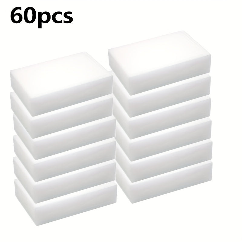 60 magic melamine foam sponges - multipurpose cleaning sponge for kitchen, bathroom, car, and more. Perfect for dishes, ovens, stoves, tiles, and shoes.