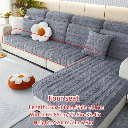 Wheat Sheaf Pattern Plush Sofa Cover, Cat Scratch Resistant, Elastic Fit for 1-4 Seater Sofas, Non-Slip, Machine Washable, Ideal for Multiple Rooms