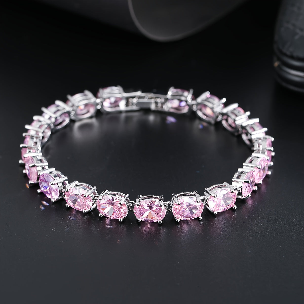 Elegant Zirconia Tennis Bracelet with Unique Egg-shaped Design for a Touch of Timeless Luxury