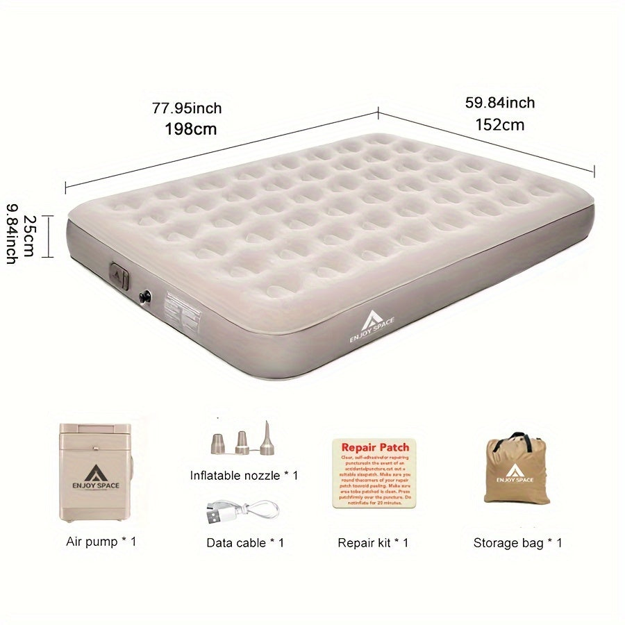 Outdoor inflatable bed sleeping pad for camping and home use. Automatic inflation.