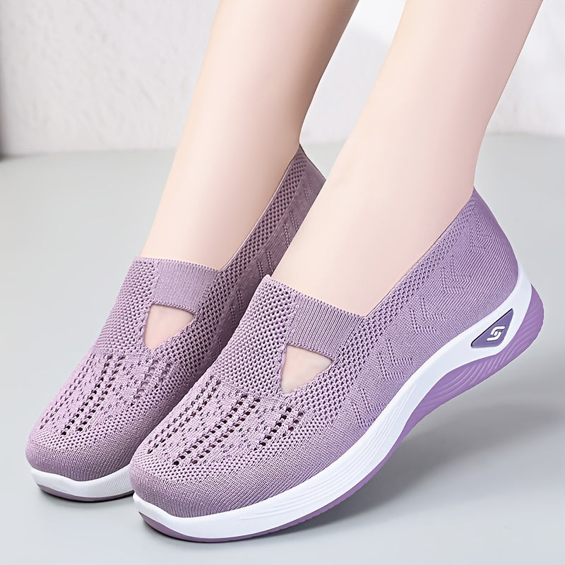 Women's Slip-On Sneakers - Breathable Fabric, Rubber Sole, Low-Top, All-Season Shoes