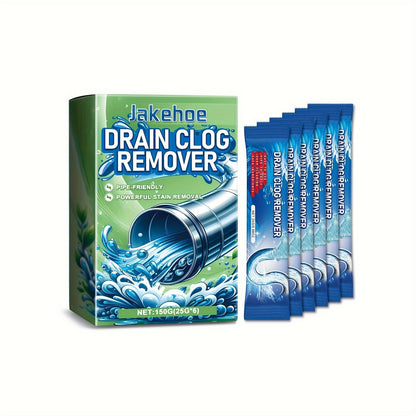 The Jakehoe 6-Pack Pipe Diameter Pipe Clog Remover is a high-powered drain cleaner designed for use in RVs, kitchens, and bathrooms. Its safe formula provides powerful odor control and prevention, making it easy to use with quick results.