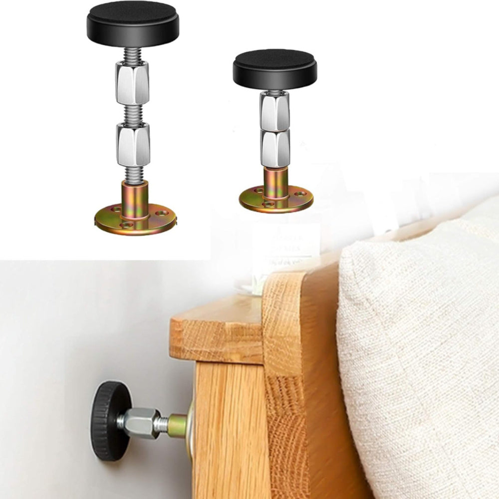 Two adjustable headboard wall stoppers - quick and easy installation, shockproof iron bed frame support for superior wall protection