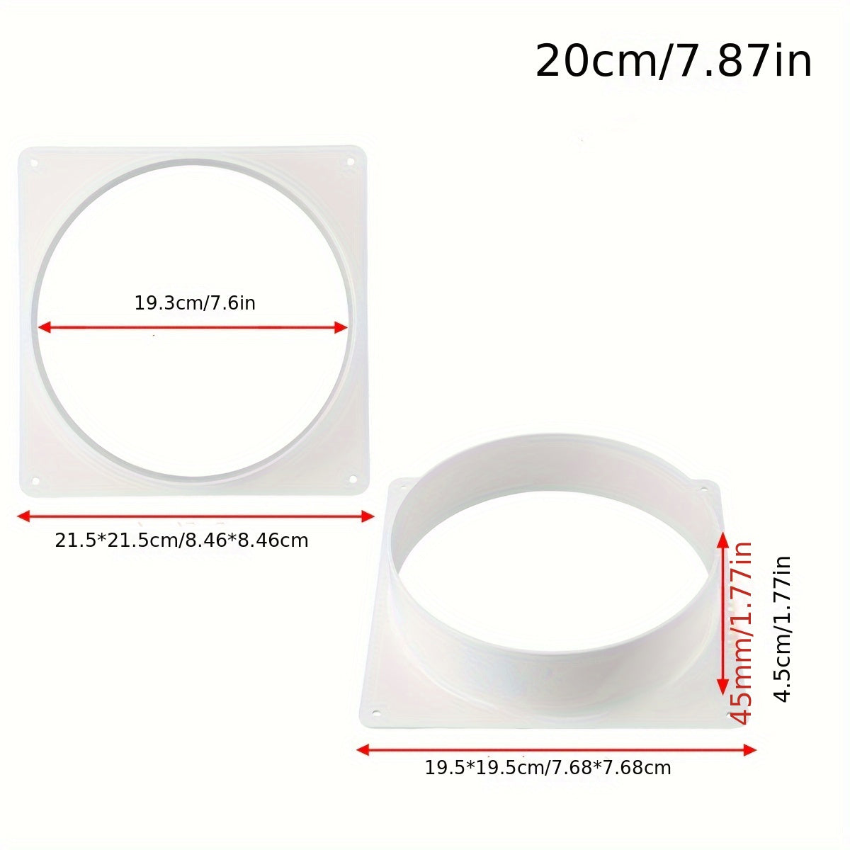 Simple to install, white plastic square flange connector for central air conditioning and ventilation. Can be used as a versatile duct adapter.