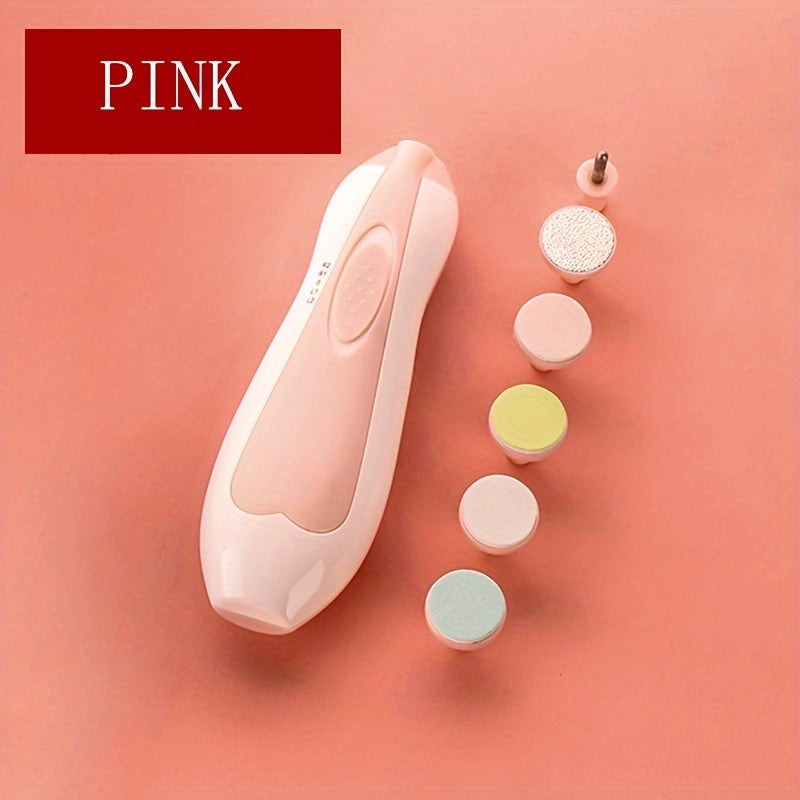 6-in-1 Electric Nail Care Kit - Pink or Blue, featuring a Safe Multi-Head Design for Gentle, Scratch-Free Manicures