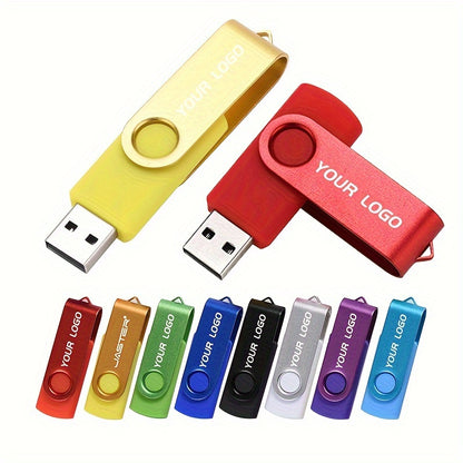 JASTER 128GB High-Speed USB 2.0 Flash Drive with Rotatable Metal Memory Stick, Keychain, and Bright Colors - Perfect for Business Gifting