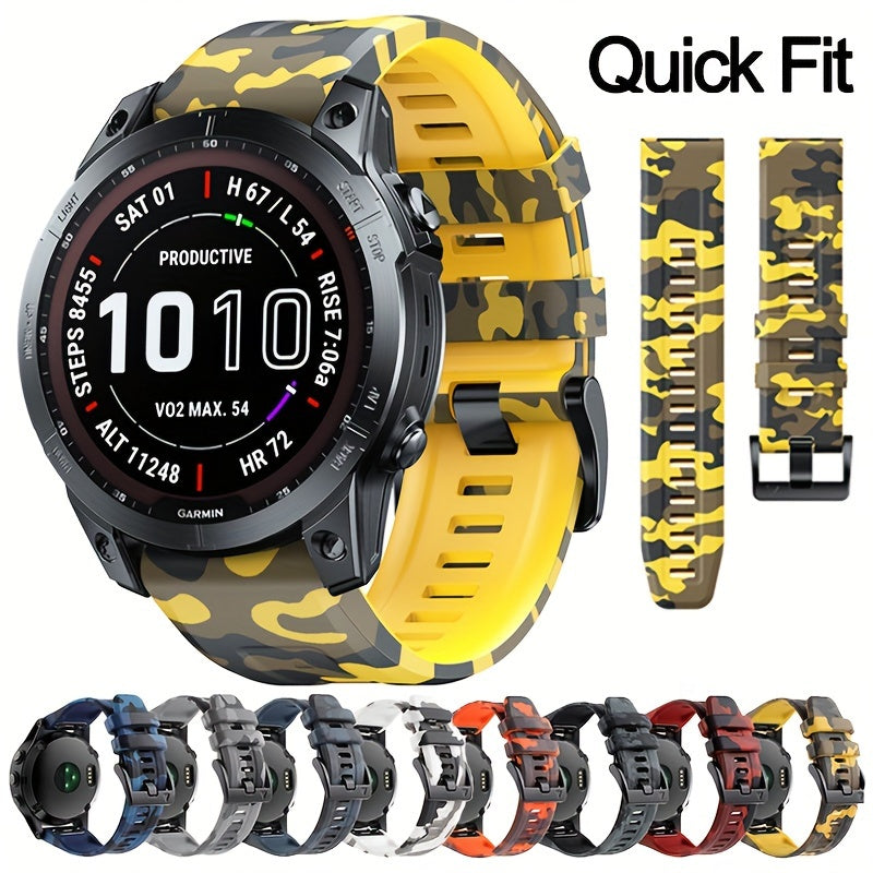 Favorite Pick: Durable Silicone Quick Release Sport Strap in 26mm/22mm for Garmin Fenix 5, 5X Plus, 6, 6X Pro, 7, 7X, Forerunner 945, 935, Instinct 2X - Smart Watch Wristband with Hook-and-Loop Fastener