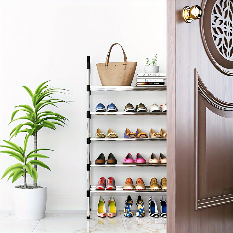 Durable Shoe Storage Organizer with Versatile Multi-Layer Rack - Simple Assembly, Ideal for Entryway, Bedroom, Office, and Beyond - Made of Strong Plastic and Metal Materials