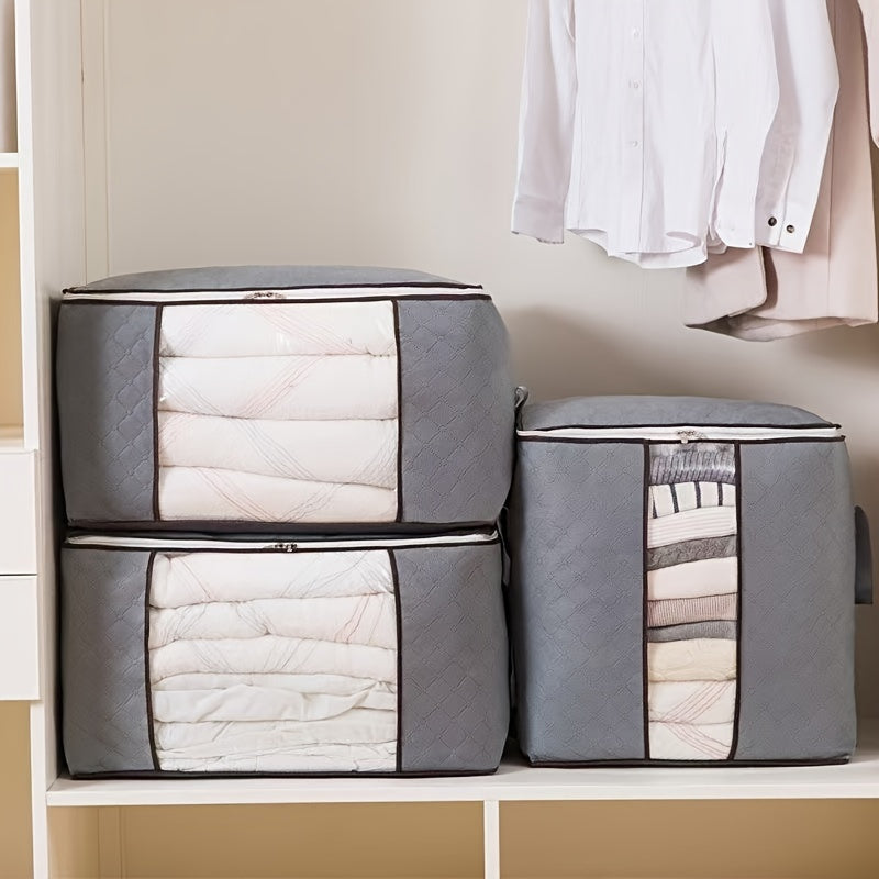 Canvas storage box with zipper in classic style - versatile non-waterproof rectangular organizer for clothing and accessories, ideal for under-bed storage.