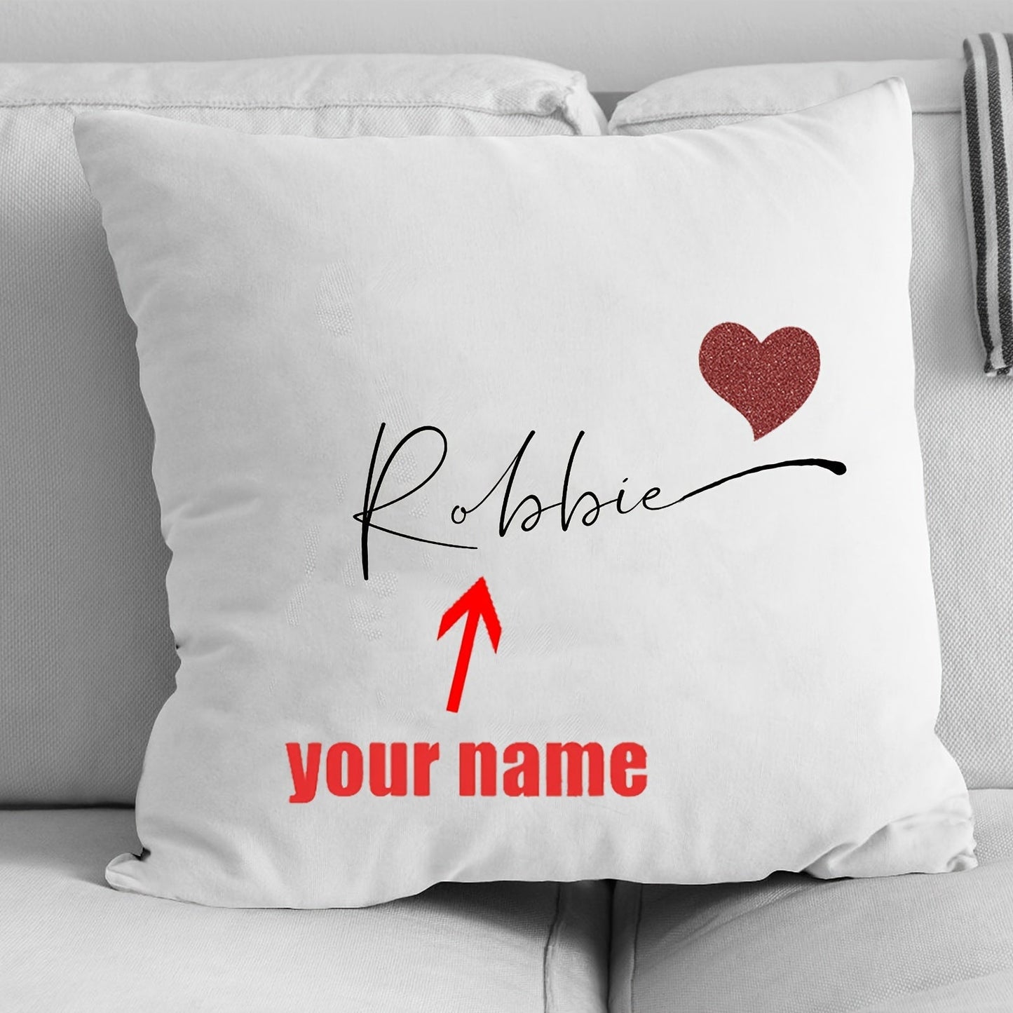 Add a Personal Touch to Your Decor with a Custom Velvet Pillowcase featuring Heart Pattern and Your Name - Single-Sided Print on White Polyester - Ideal for Nursery or Home Decor (Pillow not included)