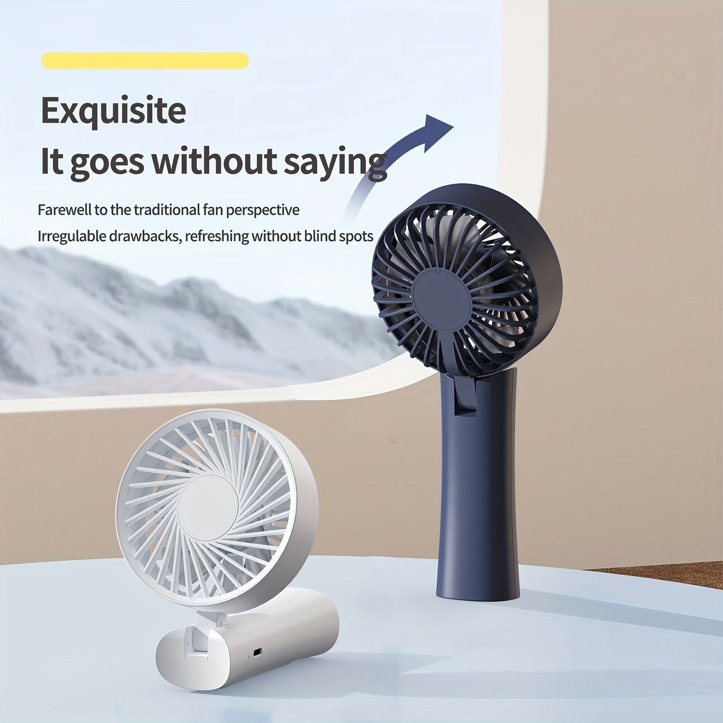 USB Rechargeable Portable Mini Fan with Smart Digital Display - Designed for Desk, Bedside, and Outdoor Use, Long-Lasting Battery, Strong Wind, Quiet Operation, Dual Stand/Handheld Design