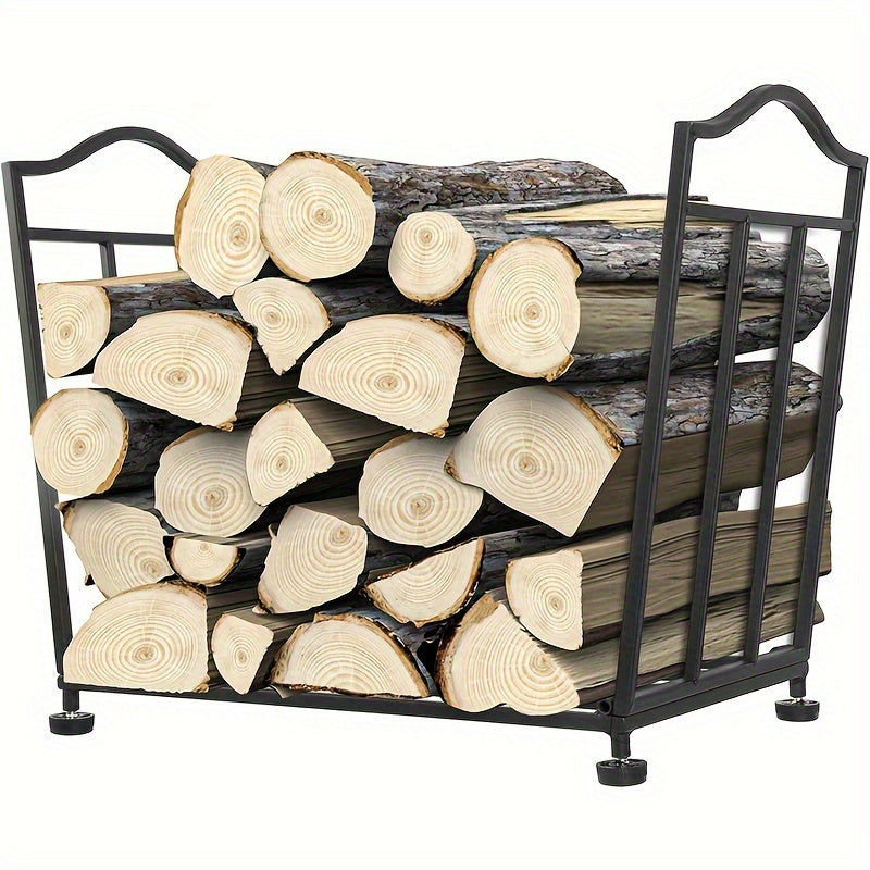 Black Stackable Log Organizer, Collapsible Metal Firewood Rack for Outdoor Burning Wood Storage, Convenient Fireplace Accessory that is Easy to Use and Store