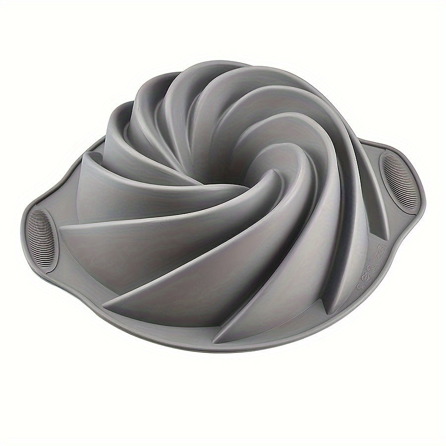 Grey Silicone Bundt Pan, 28.45cm Non-Stick Food Grade Cake Mold, Oven Safe Baking Accessory, Kitchen Supply - 1pc