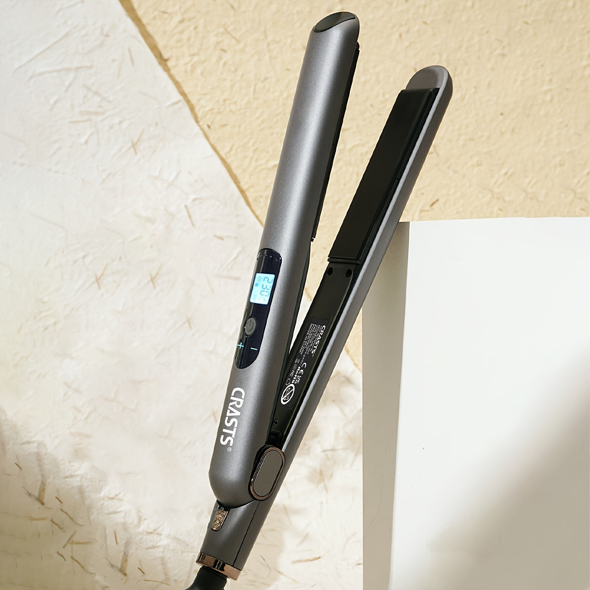 CRASTS Professional Hair Straightener & Curler with 5-level temperature control, display screen, 220V.