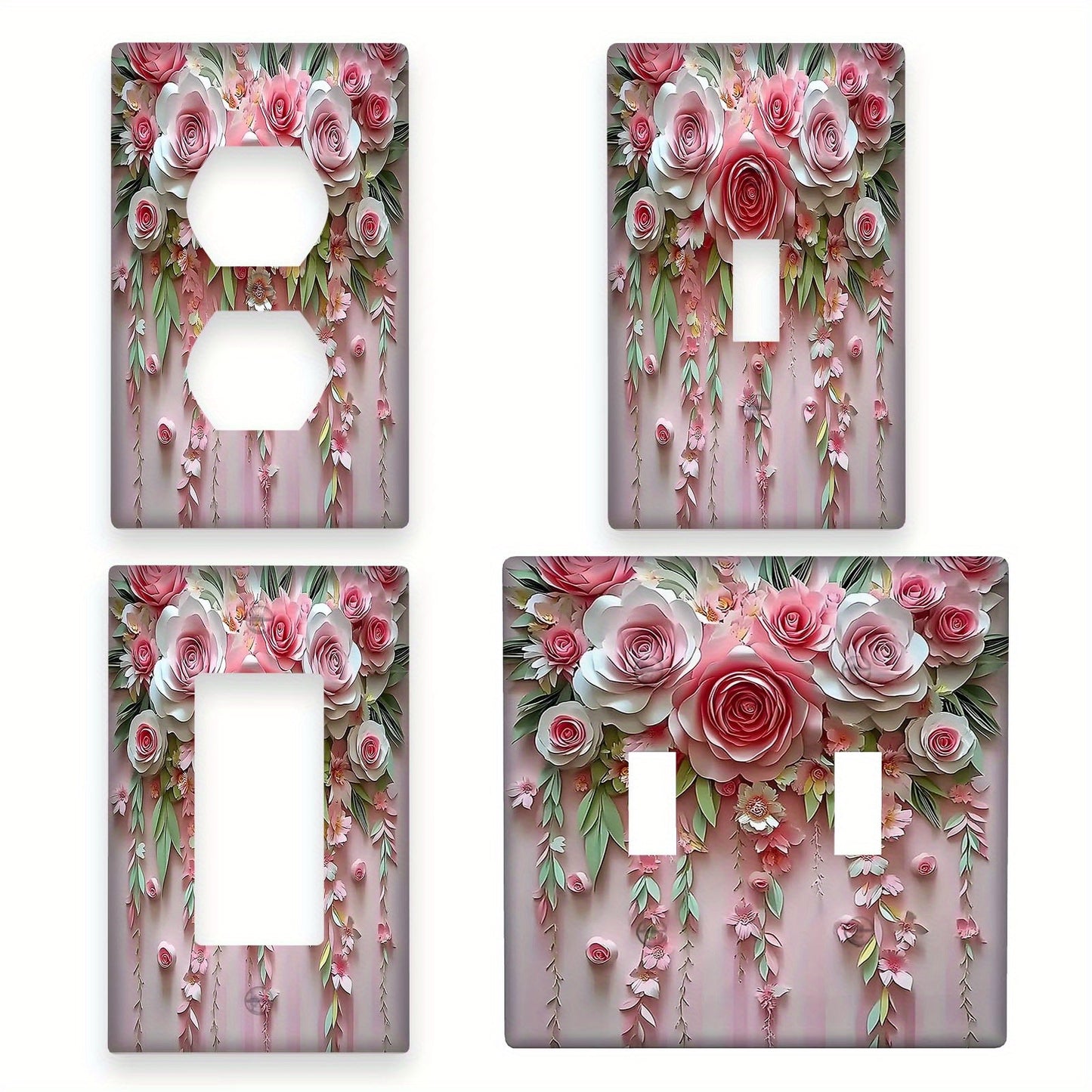 1 piece 3D floral and botanical decorative outlet cover, no power required, easy to clean - pack of 1.